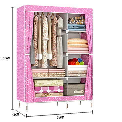 ZZBIQS Armario con compartimentos y bolsillo lateral, armario de tela con barras para ropa, almacenamiento para ropa, vestidor, dormitorio (morado) ZZBIQS Armario con compartimentos y bolsillo lateral, armario de tela con barras para ropa, almacenamiento para ropa, vestidor, dormitorio (morado)
