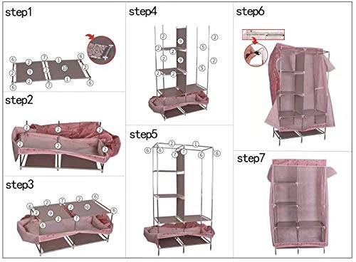 ZZBIQS Armario con compartimentos y bolsillo lateral, armario de tela con barras para ropa, almacenamiento para ropa, vestidor, dormitorio (morado) ZZBIQS Armario con compartimentos y bolsillo lateral, armario de tela con barras para ropa, almacenamiento para ropa, vestidor, dormitorio (morado)