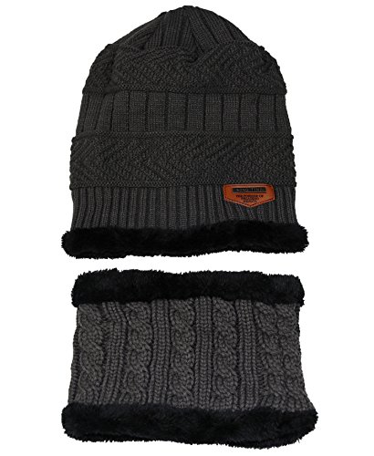 ZZLAY Kids Winter Thick Beanie Hat Bufanda Conjunto Slouchy Warm Snow Knit Skull Cap