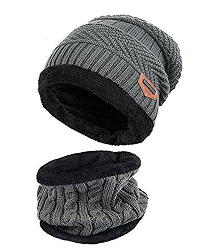 ZZLAY Kids Winter Thick Beanie Hat Bufanda Conjunto Slouchy Warm Snow Knit Skull Cap