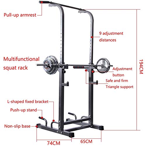 ZZZTWO Fitness Squat Barbell Rack, Dominadas y Jaula Sentadillas Entrenamiento, Multifuncional Soporte Ajustable Peso Máximo de 260kg HJHY