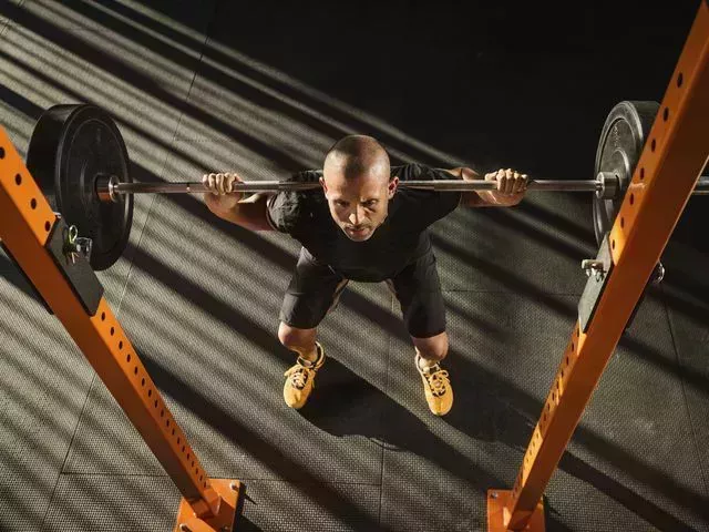 usa, california, ladera ranch, man doing squats