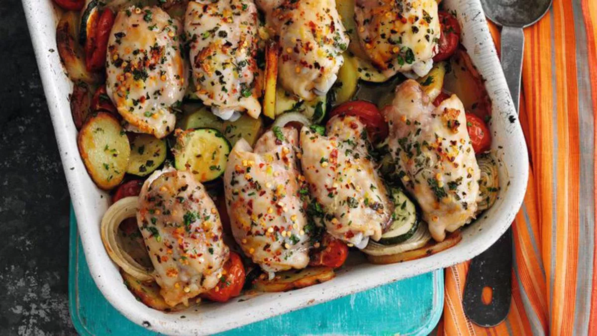 Receta de pollo al ajillo rústico al horno de Slimming World