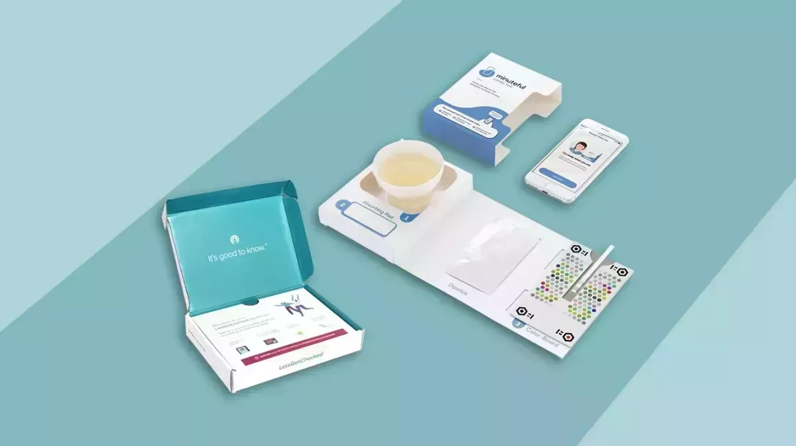 Several at-home kidney test kits are shown here.