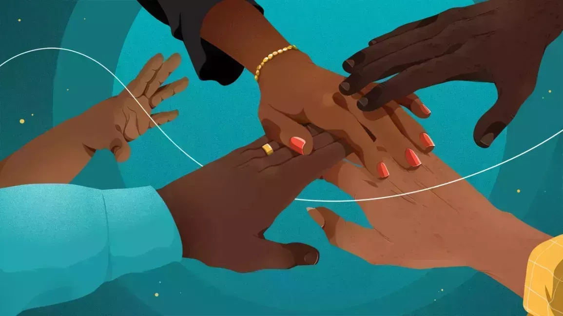 hands of Black people reaching out to each other