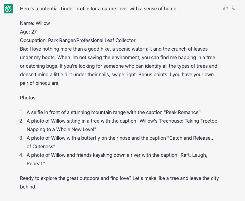 Le pedí a ChatGPT que escribiera mi biografía de Tinder. No fue bonito