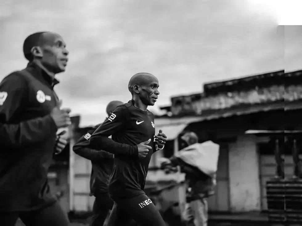kipchoge on a training run kipchoge on a training run