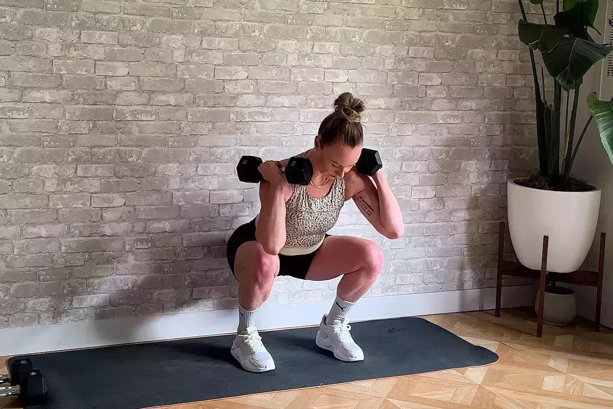free weight exercises, squat to biceps curl free weight exercises, squat to biceps curl