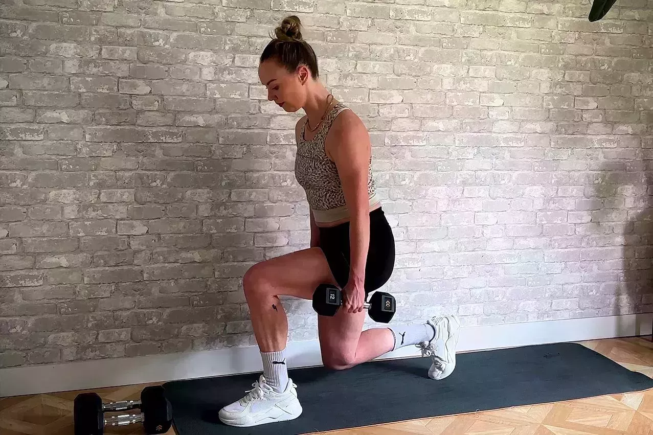 free weight exercises, forward lunge to hammer curl free weight exercises, forward lunge to hammer curl