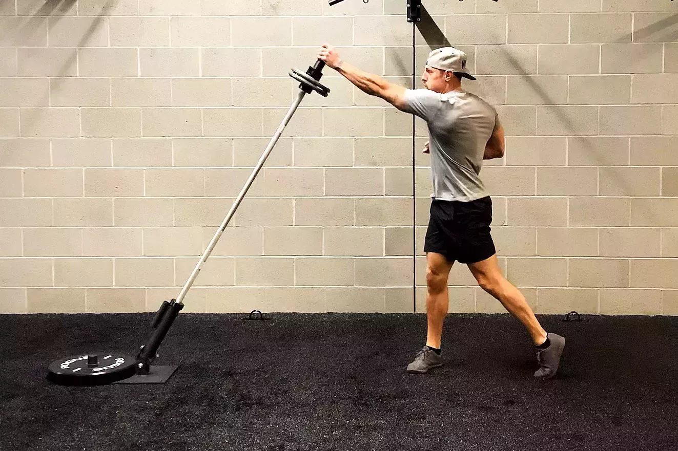 Barbell workout, landmine rotational press barbell workout, landmine rotational press