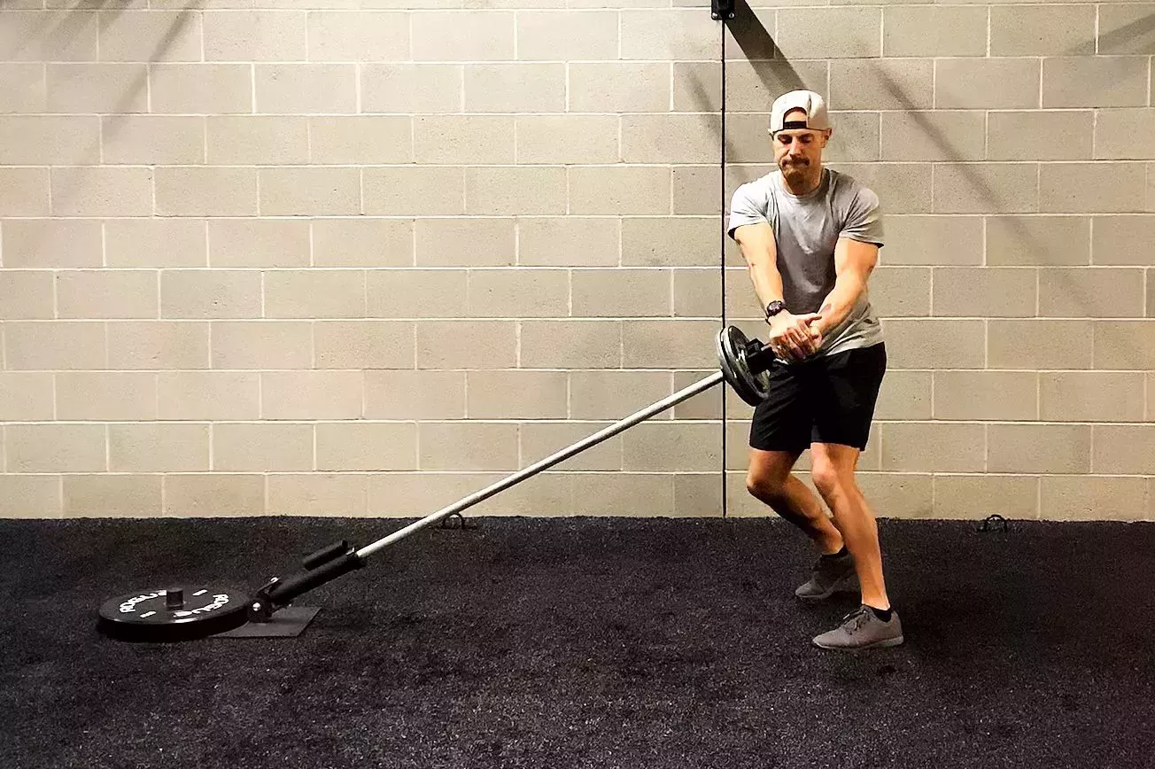 barbell workout, landmine rotation barbell workout, landmine rotation