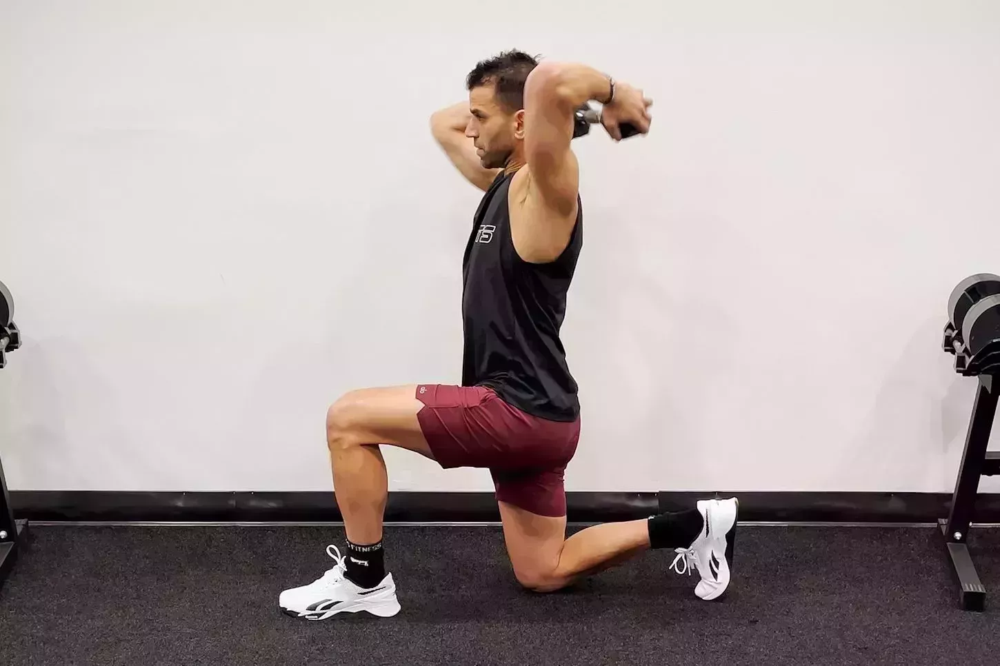 dumbbell core strengthening exercises, half kneeling halo