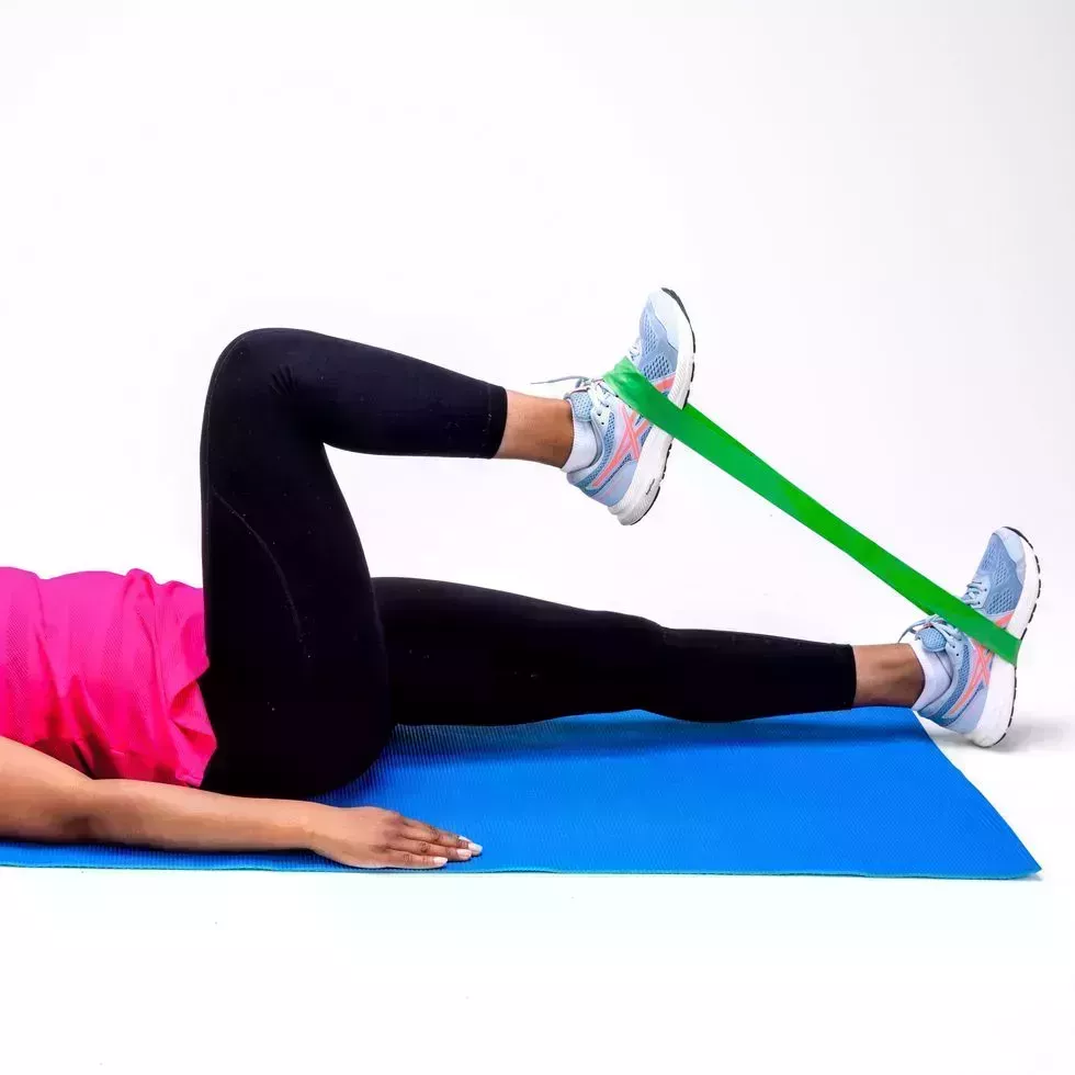 supine bended knee drive with a band for hip flexor relief supine bended knee drive with a band for hip flexor relief