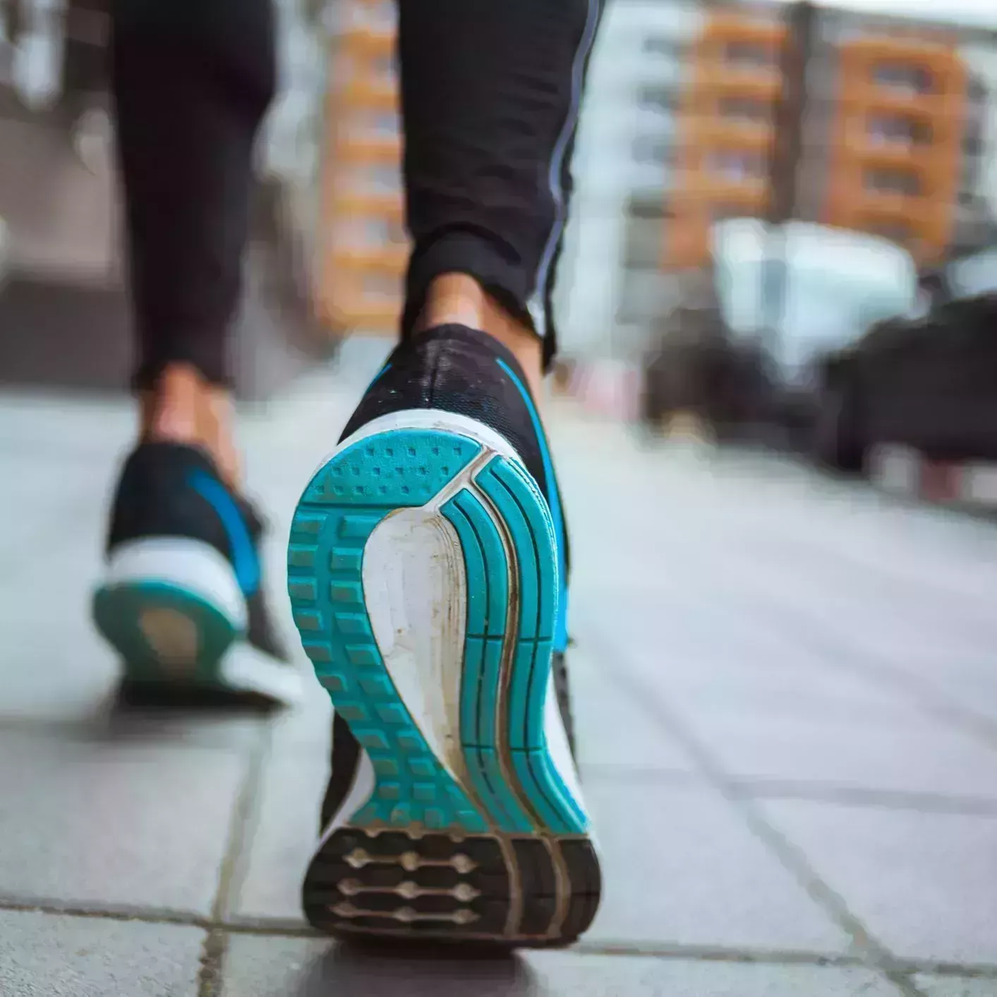 close up shot of runner's shoes