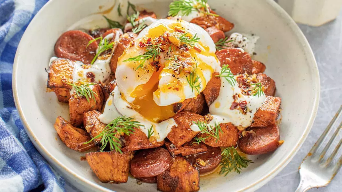 Receta de hash de boniato y chorizo en la freidora de aire