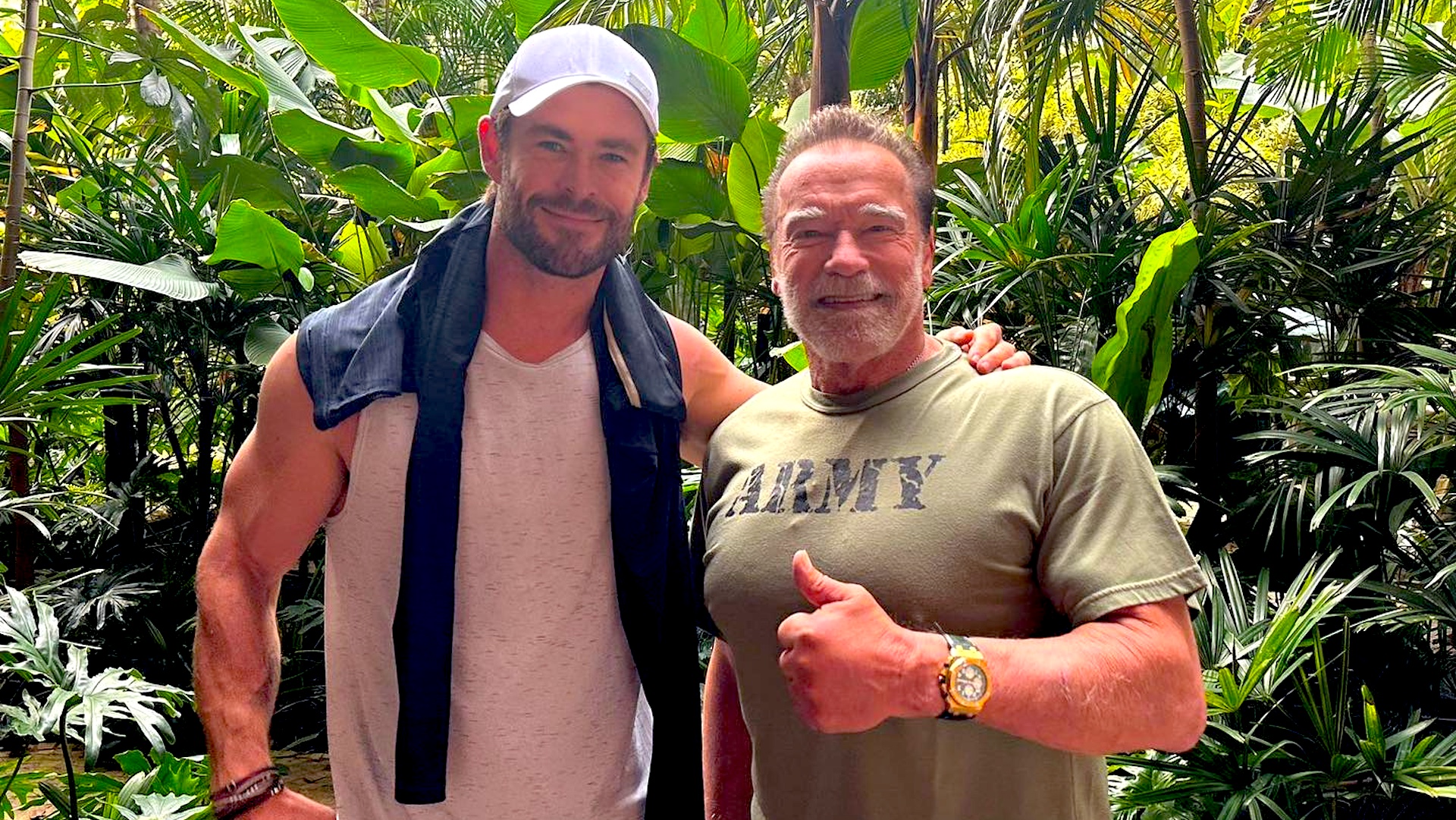 Chris Hemsworth y Arnold Schwarzenegger se unen para un entrenamiento "de ensueño" en un floreciente romance