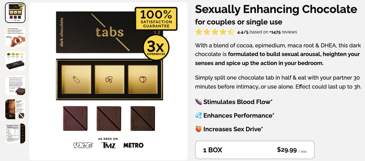 Reseña de Tabs Chocolate: ¿Funciona realmente el "chocolate sexual" viral?